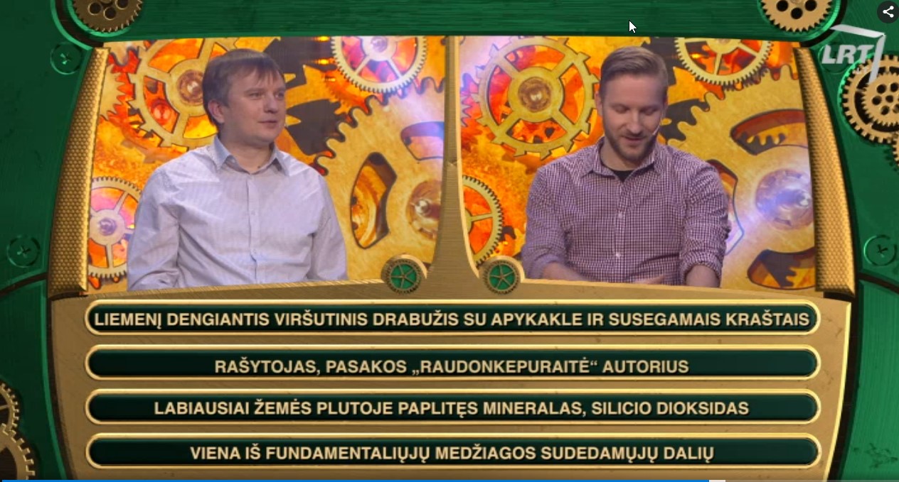 Robertas Borysevičius LRT viktorinoje su kitu dalyviu